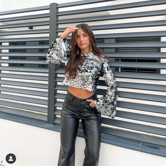 GORGEOUS ZARA NWT SPECIAL EDITION Sequin Crop Top - Picture 2 of 16